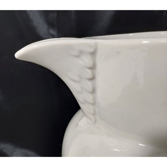 Ironstone Pitcher Made In Brazil Feather Spout Unique Potbelly and Handle - Picture 8 of 9